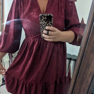 Wine baby doll tiered dress size 14